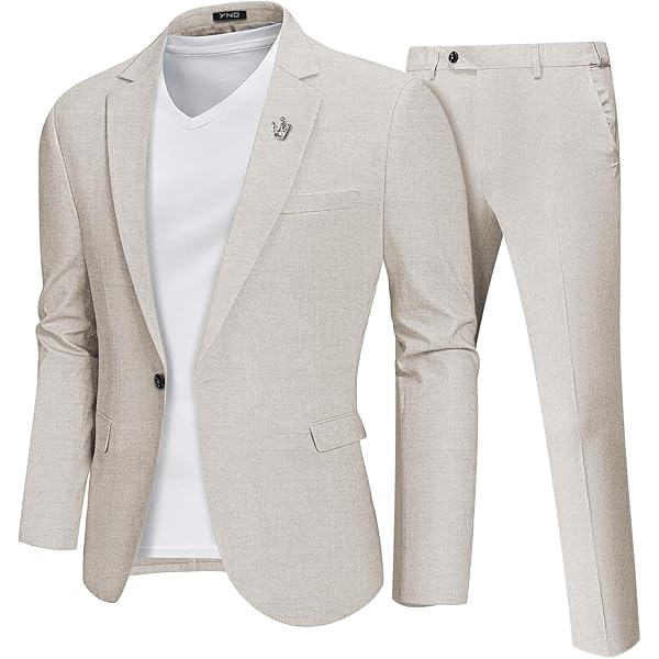 Hihawk Men 2 Piece Regular Fit Linen Suit, Casual Blazer