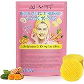 Turmeric Cleansing Pads for Dark Spots 40pcs - Turmeric Face Pads for Acne - Infused Foaming Exfoliating Pads - Organic Cotton - Gentle & Non-Irritating for Face Body