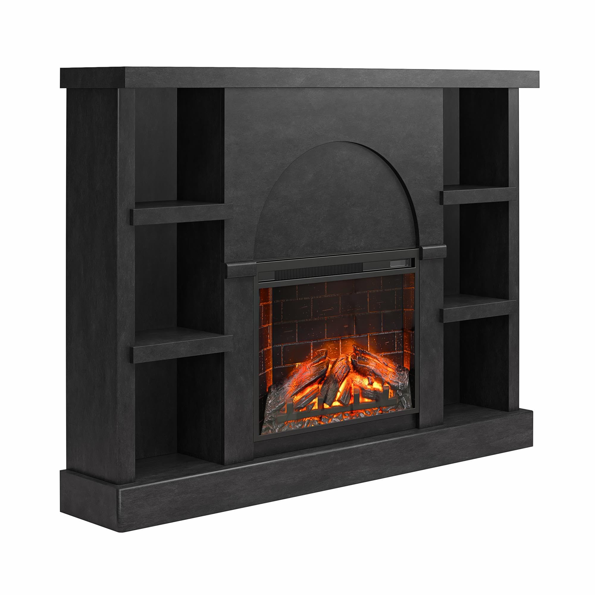 Photo 1 of Mr.Kate Winston Fireplace Mantel with Built-in Bookshelves, Black Plaster