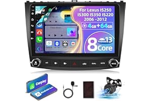 NHOPEEW [8-Core 4+64G] Android 13 Radio for Lexus IS250 IS300 IS350 IS220 2006-2012 - 10.1 inch IPS Touchscreen DSP Audio - Wireless Carplay & Android Auto, WiFi, 59UI, Customize Homepage + Canbus