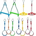 VECKYJL Ninja Warrior Obstacle Course Attachments - 7 Ninja Course Rings, 2 Ninja Monkey Bars, 2 Ninja Warrior Wheels, Ninja Warrior Set Accessories for Backyard Outdoor Training