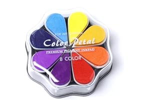 Gripebao 8 Colors Petal Ink Pad for Rubber Stamps, Washable Rainbow Stamp Pad, Colored Craft Ink Pads for Stamping, Card Maki