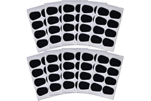 McAjnsu 80 Pcs 0.8mm Food-Grade Silicone Saxophone & Clarinet Mouthpiece Cushions – Black Oval Pads for Alto/Tenor Sax – Strong Adhesive, Anti-Vibration, Bite Protection for Beginners & Pro Musicians
