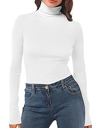 Womens Long Sleeve Turtleneck T-Shirts Mock Neck