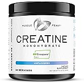 Muscle Feast Creapure Creatine Monohydrate Powder, Vegan Keto Friendly Gluten-Free, Mass Gainer, Muscle Recovery Supplement and Trusted Creatine for Muscle Growth, Creatine Powder, Unflavored, 300g