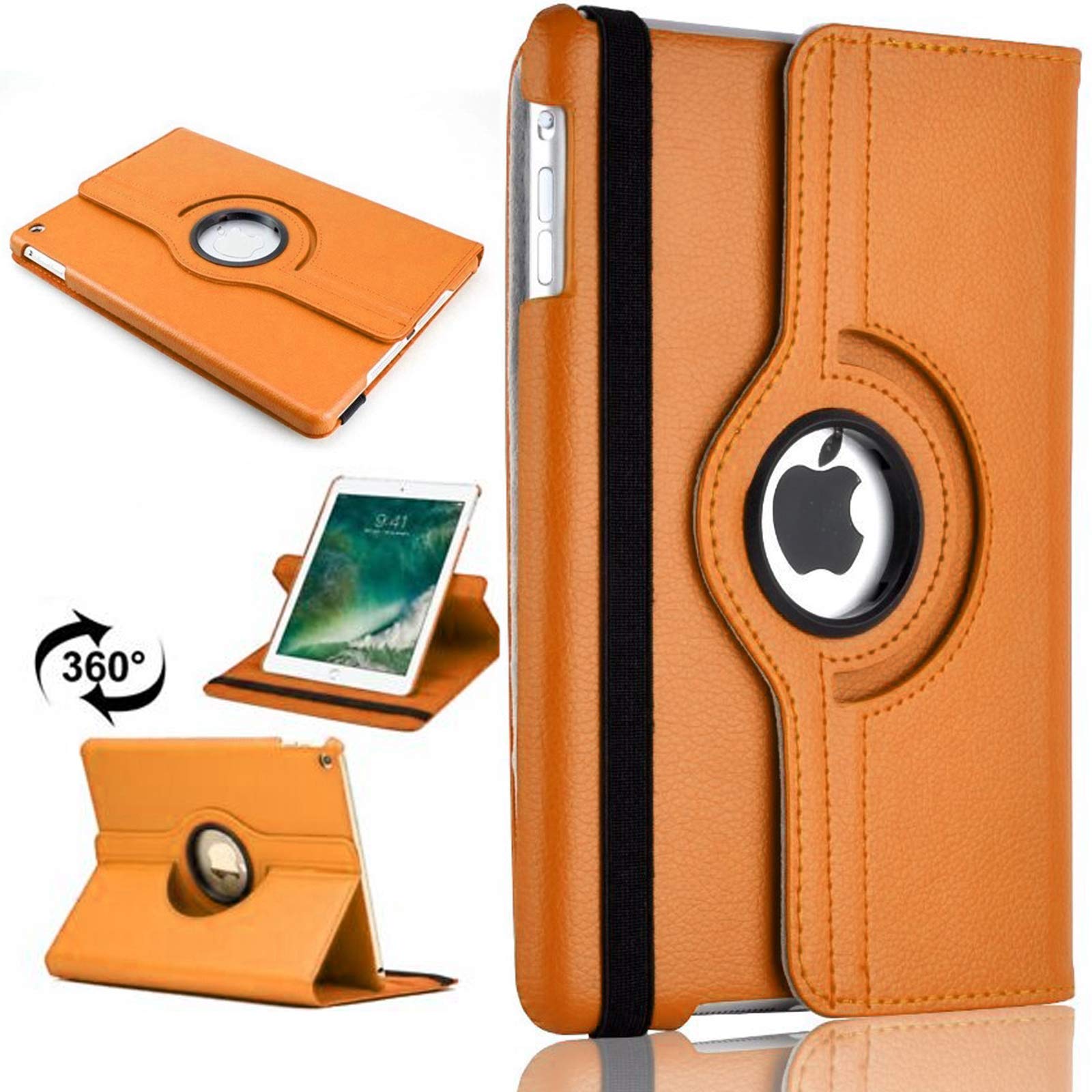 360 Rotating Cover for iPad Air 2 (2nd Generation 2014) A1566 A1567 PU Leather Case - Orange