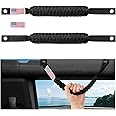 moveland Roll Bar Grab Handles for Ford Bronco 2021 2022 2023 2/4 Door, 2 Pack Premium Paracord Grip Handles with Flag, No Drilling Required Interior Accessories (Black)