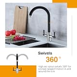 Hapilife Matte Black Chrome Kitchen Sink Mixer Tap 1 Hole Swan Neck view 3