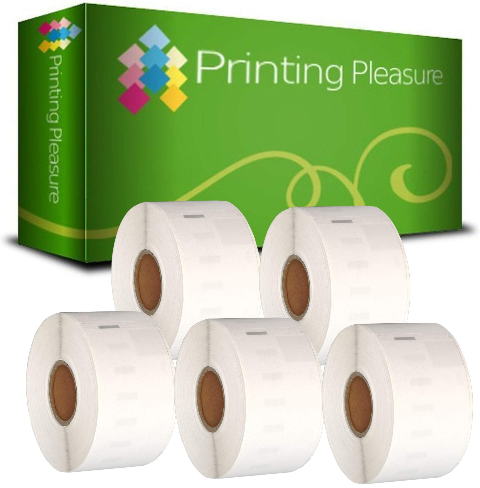 Printing Pleasure 5 x 99012 Compatible Address Labels Rolls for LabelWriter & Seiko Label Printers | 36mm x 89mm | 260 Labels per Roll
