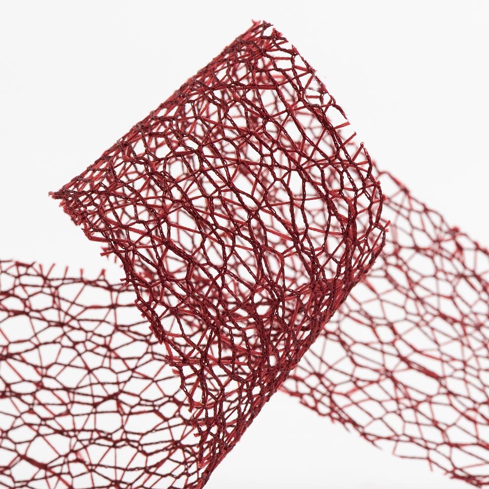 Deco Web Mesh Ribbon 38mm x 20 Metres - Burgundy — image 1
