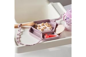 Smack Fun - The Original All-in-one Suction Plates + Safety Toy Straps - Silicone Suction Plates for Toddlers + Baby - First Foods + Self-Feeding. Comes with 2 straps (Pale Mauve)