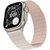 Sixmoat Double Sided Wearable Magnetic Band Compatible with Apple Watch Band 49mm 46mm 45mm 44mm 42mm for Men Women, Soft Silicone Strap for iWatch Ultra SE Series 11 10 9 8 7 6 5 4 3, Starlight-Pink