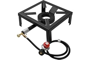 Onlyflame Heavy Duty Single Propane Burner - Outdoor Gas Stove Burner Cooker for Home Brewing, Turkey Fry, Maple Syrup Prep, 