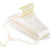 20 Pcs Gold Glitter Sparkle Hangers, Ultra-Thin Acrylic Glitter Hangers for Dresses and Suits - Non-Slip Space-Saving Clothes Hangers (Gold)