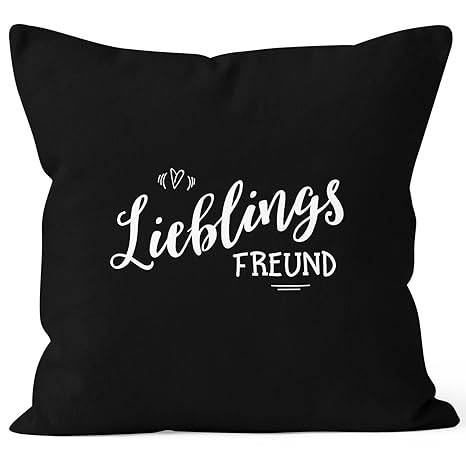 MoonWorks Kissenbezug Lieblingsfreund Geschenk Freundschaft Partner Freund Kissen-Hülle Deko-Kissen 40x40 Baumwolle schwarz 4