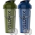 VELOMIX -2 Pack- 28 oz Protein Shaker Bottles for Protein Mixes - 2x Wire Whisk | Leak Proof Shaker Cups for Protein Shakes | Protein Shaker Bottle Pack | Shakers for Protein Shakes-Green&Blue