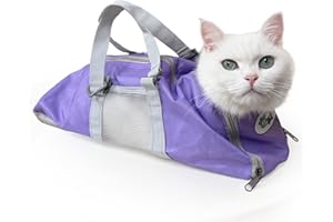 Cinf Cat Nail Clipping Cleaning Grooming Restraint Bag No Scratching Biting for Bathing Nail Trimming Injecting Examining(Taro,M)