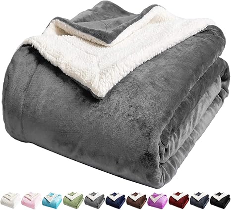 Amazon Com Lbro2m Sherpa Fleece Bed Blanket King Size Super Soft Fuzzy Plush Warm Cozy Fluffy Microfiber Couch Throw Velvet Double Reversible Luxurious Blankets Grey King 90x104 Inches Kitchen Dining