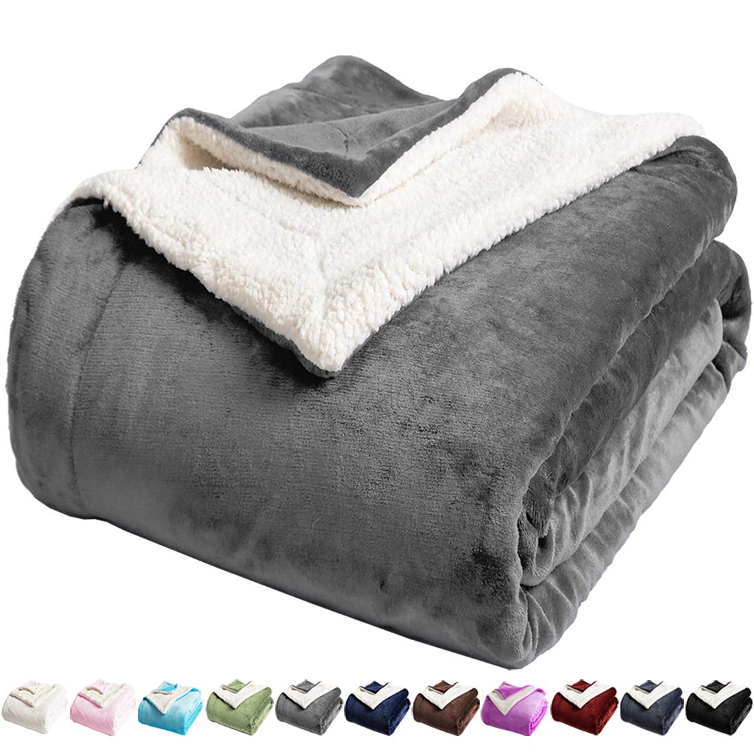 Photo 1 of ****SIMILAR***LBRO2M Sherpa Fleece Bed Blanket Twin Size Super Soft Fuzzy Plush Warm Cozy Fluffy Microfiber Couch Throw Velvet Double Reversible Blankets,Grey