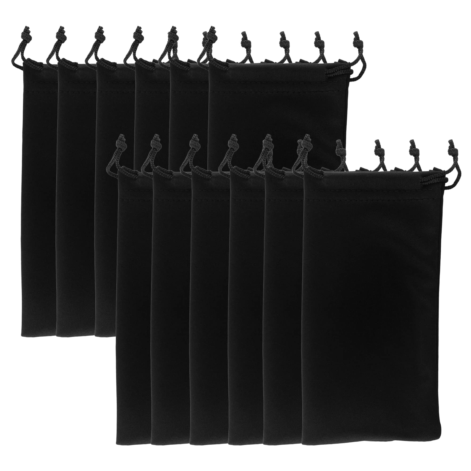 Photo 1 of Super Z Outlet Black Microfiber Sunglasses Glasses & Cell Phone Gadgets Accessories Sleeve Bag Pouch with Drawstring Closure for Cleaning, Protection, & Storage (12 Pack)