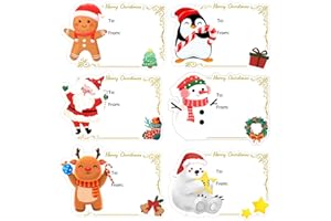 DREECY Christmas Gift Tags Stickers, 120 Pcs Christmas Name Tags Stickers, Self Adhesive Christmas Presents Tag Sticker, Christmas Labels Sticker for Xmas Gifts Wrap Envelope Holiday Decor (2 x 2.8 Inch)