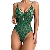 Avidlove Sexy Lingerie for Women Lace Bodysuit Teddy Lingeries V Neck Cut Out Snap Crotch Lingerie