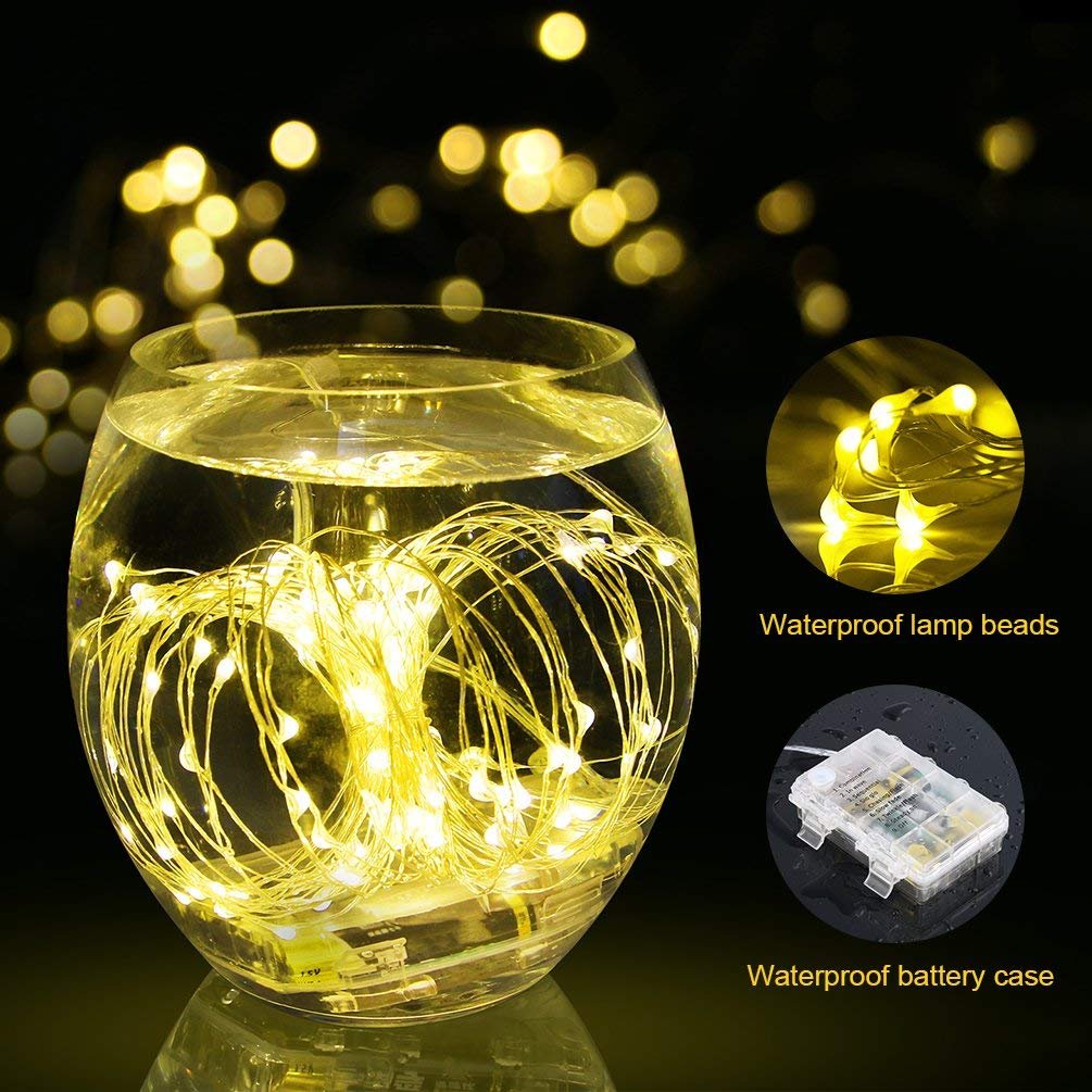 ichterkette Batterie, 2er 10M 100 LED Lichterkette Timer-Fernbedienung und IP65 Wasserdicht für Party, Garten,Hochzeit[10M] (warmweiß)