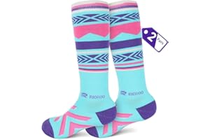 RIOROO Kids Ski Socks, 2 Pairs/3 Pairs Winter Knee-high Snow Socks for Toddler Boys Girls Youth Skiing Snowboarding Skating