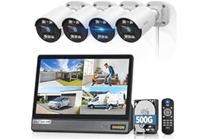 OHWOAI 《122° Wide-Angle & All-in-One DVR》Outdoor Wired Security Camera System,CCTV Cameras Outside, Home Video Surveillance Systems