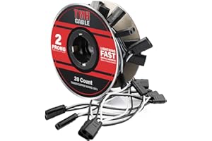 TMH 20 Count 2-Prong Wire Harness Roll Double Female Bullet Plug 18 Gauge - 6.5" Spacing for LED Marker Clearance Lights Hassle-Free Installation