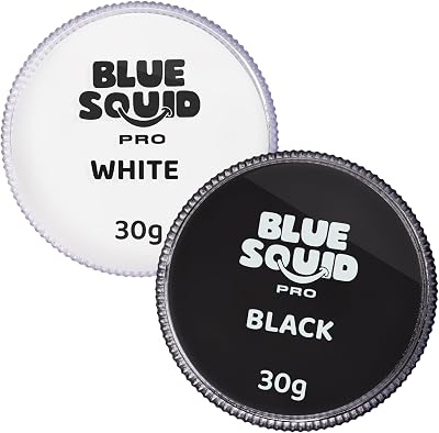 Blue Squid PRO Face Paint 60g White Black Water-Based 2oz Professional Palette