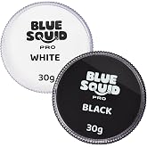 Blue Squid Face Paint Water Based Single Cake Professional Face &amp; Body Paint - Water Activated, Kids Adults Face Painting for Costume, Halloween Makeup, Cosplay - Classic Black &amp; White Face Paint 30g