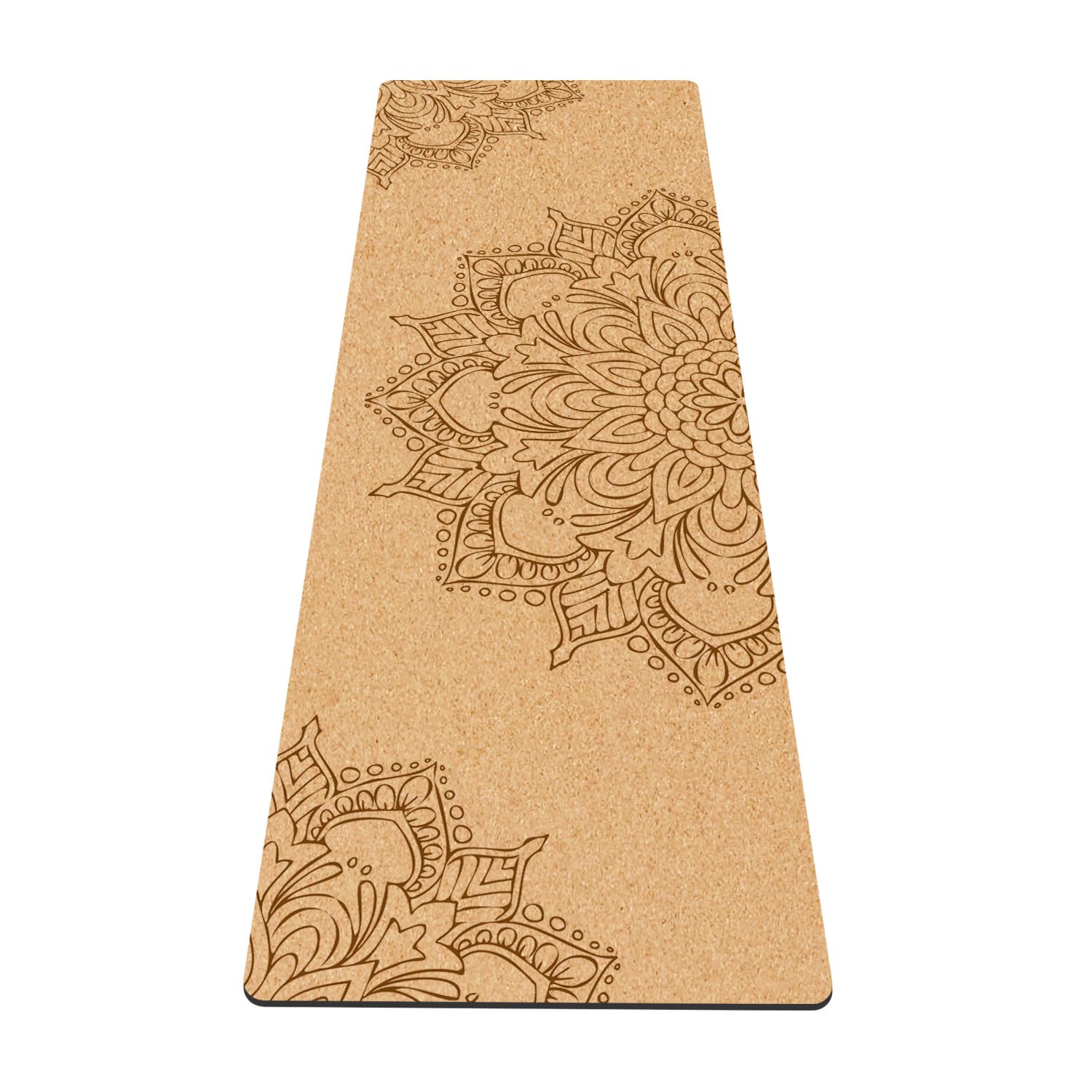 Fiita Premium Cork Yoga Mat Non Slip Rubber & Odor Free Best for Pilates, Exercise Mandala Meditation– Includes Yoga Mat Bag and Strap
