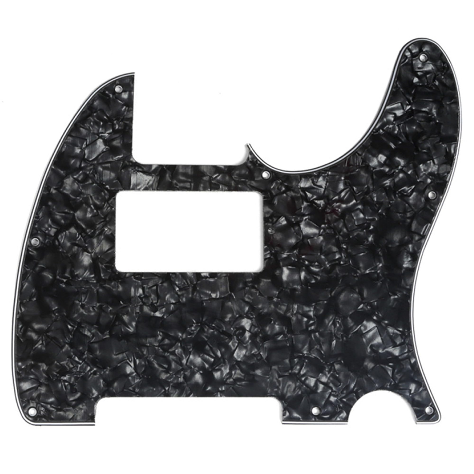 Musiclily 8 Hole Humbucker Tele Pickguard HH Scratch Plate for Fender USA/Mexican Standard Telecaster Modern Style Electric Guitar,4Ply Black Pearl — image 1