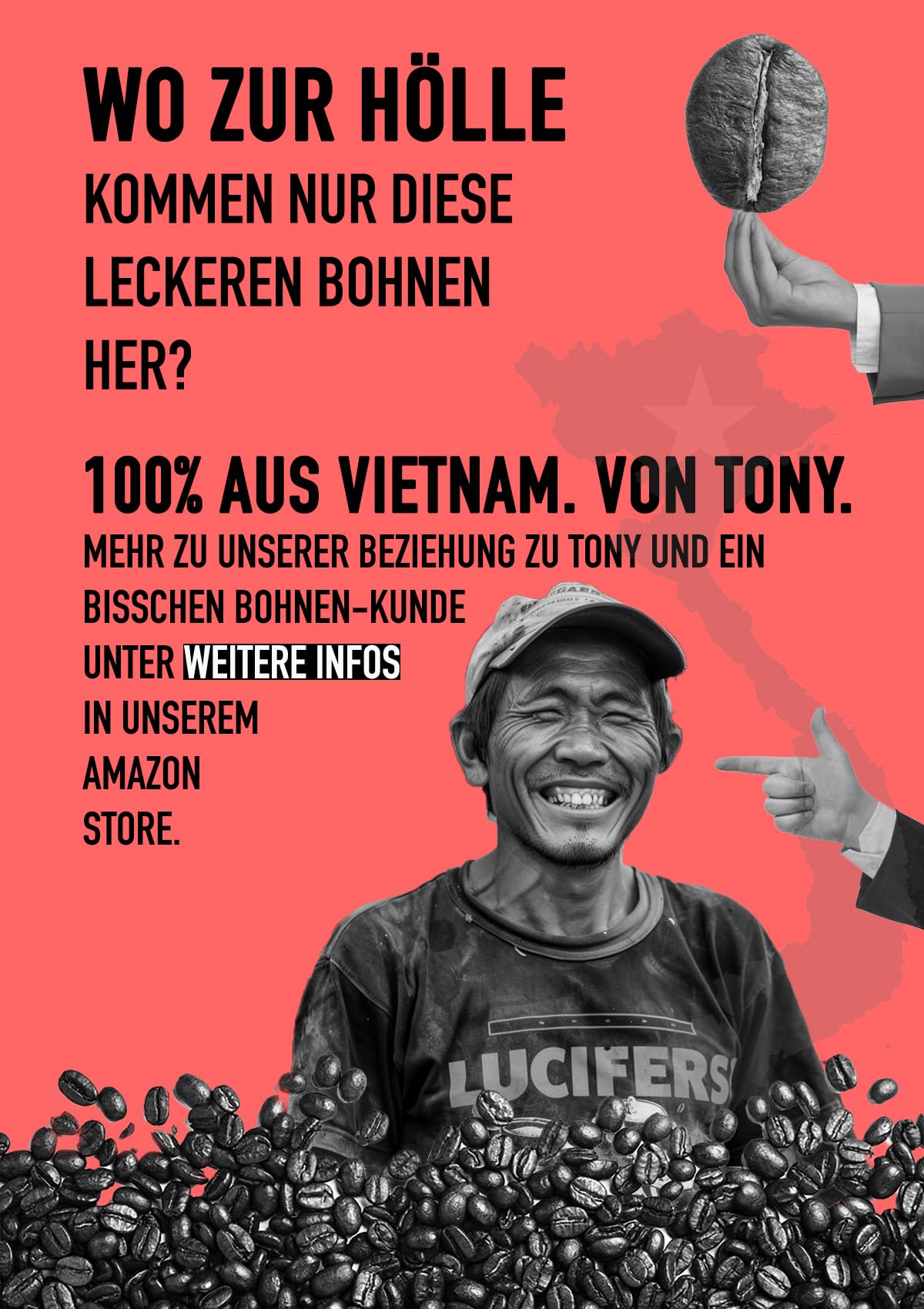 LUCIFERS ROAST 1kg Kaffeebohnen aus Italien - sehr starker Espresso dark roast - säurearm - für Kaffeevollautomaten oder Siebträger - 100% Robusta (ganze Bohnen, 1kg) 6