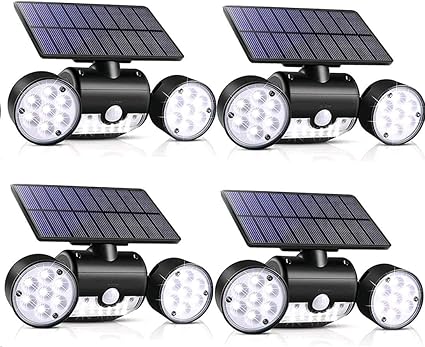 yujeny luces solares para exteriores 30 luces led de doble cabeza impermeables con luces de pared giratorias de 360 grados luces de noche de