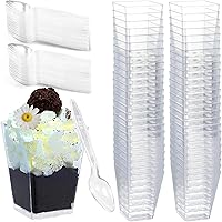 100 Packs 5 OZ Dessert Cups with Spoons,Mini Clear Plastic Dessert Parfait Cups for Party, Dessert Shot Glasse Fruit Ice Crea