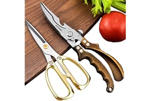AUDAMI Premium Kitchen Shears Heavy Duty Kitchen Scissors Set 2-Pack,Poultry Shears Heavy Duty Professional,Meat Scissors Heavy Duty Food Scissors,Utility Scissors Bone Shears Cooking Scissors for Kitchen