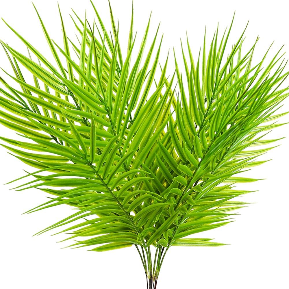 SLanC 12 Pack Artificial Palm Plants Leaves Faux Leaf Fake Tropical Large Palm Tree Leaves Imitation Leaf Artificial Plants for Home Kitchen Party Flowers Arrangement Wedding Decorations
