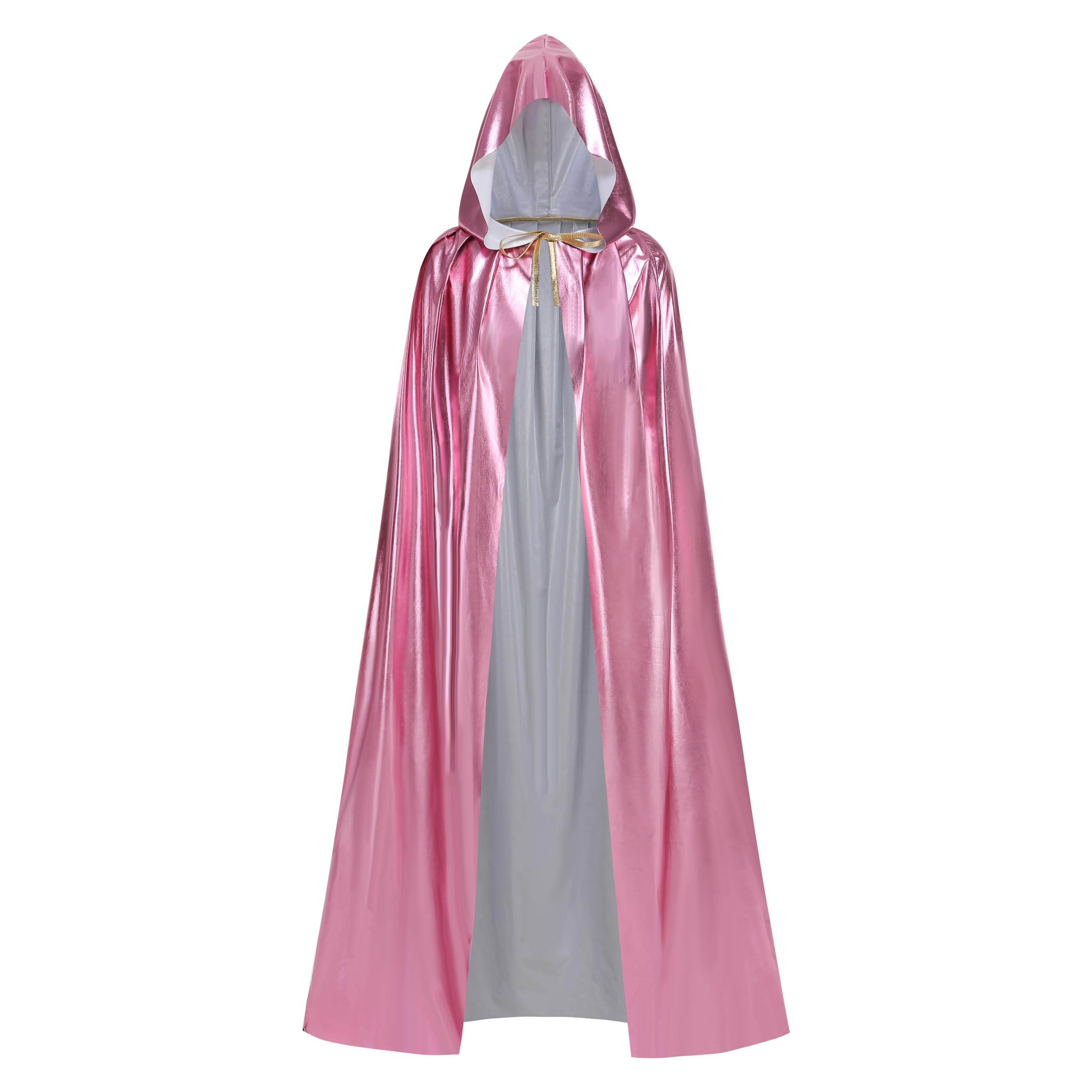DELIVESS Halloween Carnival St. Patrick's Day Adult Shiny Gorgeous Hoodie Cloak Suitable For Both Men And Women (45", Pink) — image 1