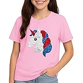 Flafens Summer Girls Shirts - Cute T-Shirt Graphic Tee Soft Cotton Crewneck Short Sleeve Tops