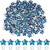 CRAFTYMELODY 100Pcs Crystal Star Charms Electroplate Glass Faceted Star Pendants with 100Pcs Jump Ring Five-pointed Dangle Metal Pendant for Jewelry Making Necklaces Earrings Bracelet DIY Crafts