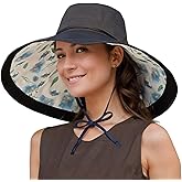 Wide Brim Sun Hats for Women UV Protection Reversible Bucket Hat Foldable Beach Hats Summer Hat for Garden Travel