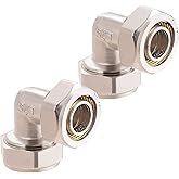 ANCIMOON 2PC 3/4’’ Elbow Air Piping Fittings, Brass-Nickel Plated, 200PSI, Air Fittings For Shop Garage Compressed Air line System Kit
