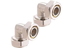 ANCIMOON 2PC 3/4’’ Elbow Air Piping Fittings, Brass-Nickel Plated, 200PSI, Air Fittings For Shop Garage Compressed Air line System Kit