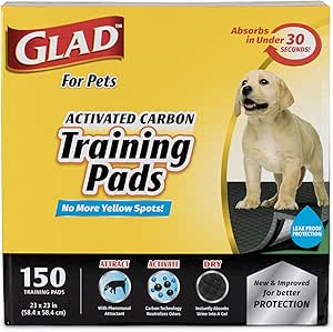 Glad for Pets Black Charcoal Puppy Pads-New &amp; Improved Puppy Potty Training Pads That Absorb &amp; NEUTRALIZE Urine Instantly-Training Pads for Dogs, Dog Pee Pads, Pee Pads for Dogs, Dog Crate Pads