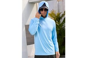 Men's Sun Protection Hoodie Shirts UPF 50+ Long Sleeve Fishing Swim Beach UV SPF Rash Guard