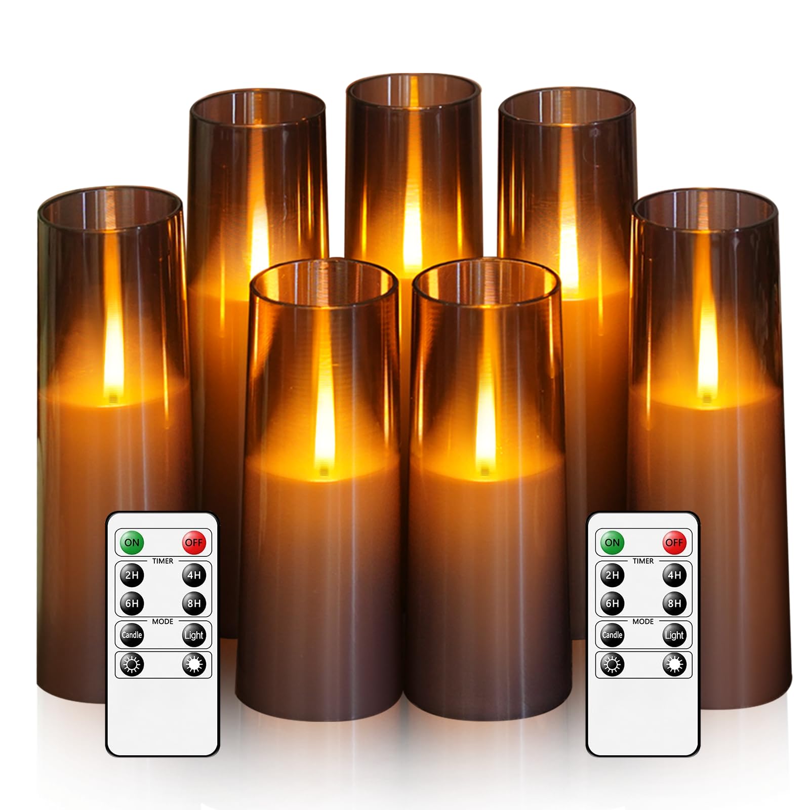 Photo 1 of kakoya Flameless LED Candles Upgraded Realistic Flickering Flame,7Pcs Battery Operated Candles with Remote Timers,LED Pillar Candles for Home Decor,Christmas,and Parties?Grey?