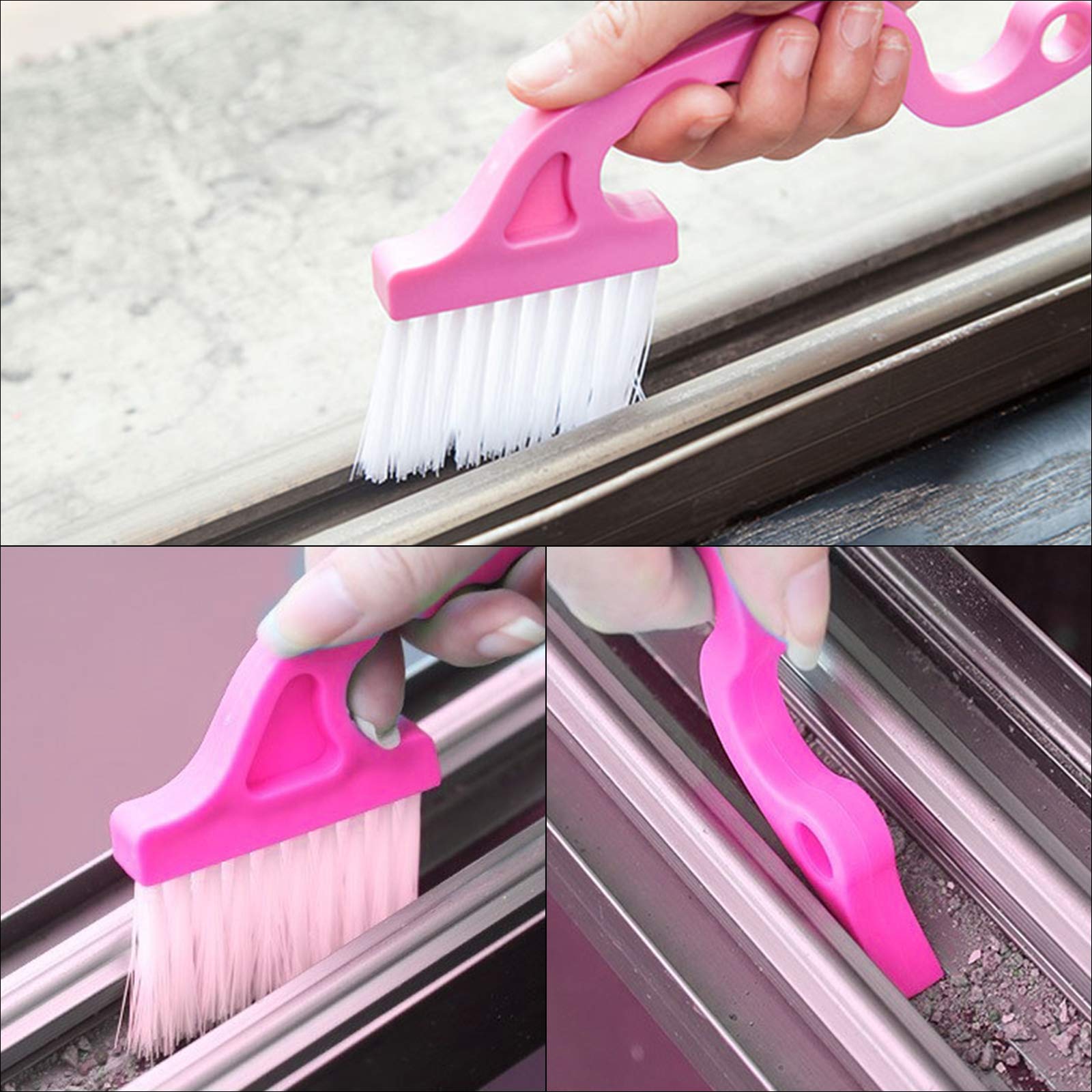 TAZEMAT 5 Stücke Nut Reinigungsbürsten Fenster Gap Groove Reinigungsbürste mit Transparenter Haken Reinigungsbürsten für Türen Fenster Jalousie Klimaanlage Tastatur