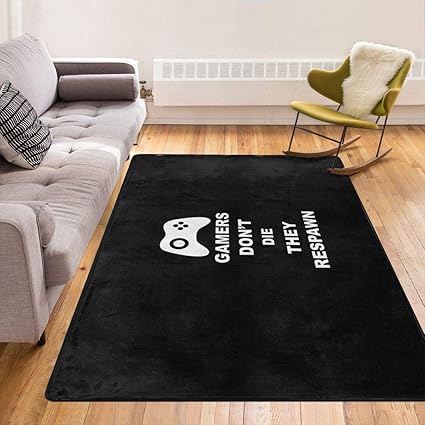 Tapis Doux A Poils Longs Pour Chambre D Enfant Salle De Jeux Salon Chambre D Enfant Tapis Antiderapant Decoration D Interieur 1 5 X 2 1 M Gamers Don T Die They Respawn Amazon Fr Cuisine